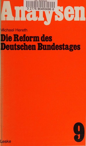 Cover for Die Reform des Deutschen Bundestages.