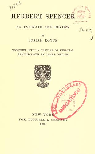Cover for Herbert Spencer