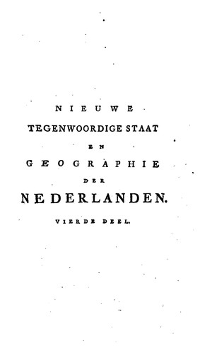 Cover for Vaderlandsche geographie: of, Nieuwe tegenwoordige staat en hedendaagsche historie der Nederlanden
