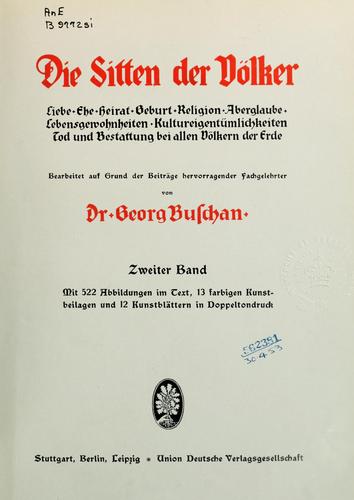 Cover for Die Sitten der Völker