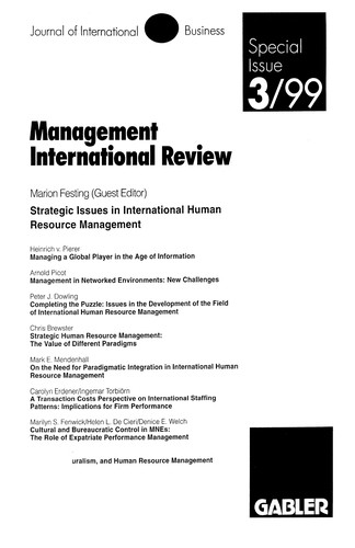 Cover for Management international review