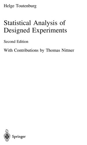 Cover for Statistical analysis of designed experiments