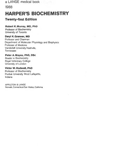 Cover for Harper's biochemistry / Robert K. Murray ... [et al.]