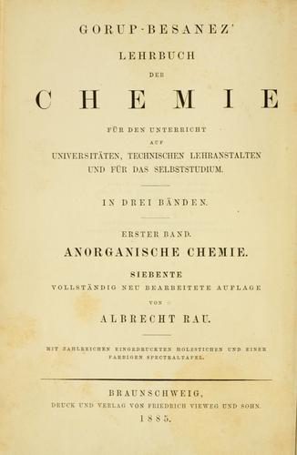 Cover for Gorup-Bes©Øanez' Lehrbuch der anorganischen Chemie