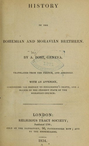 Cover for History of the Bohemian and Moravian brethren...