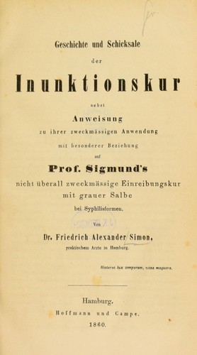 Cover for Geschichte und Schicksale der Inunktionskur