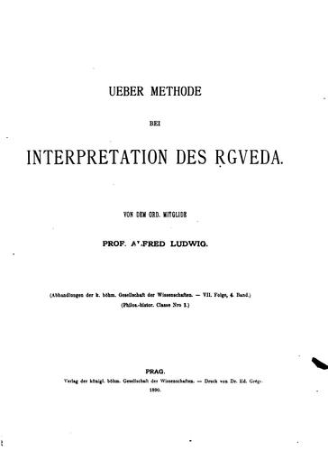 Cover for Ueber Methode bei Interpretation des Rgveda