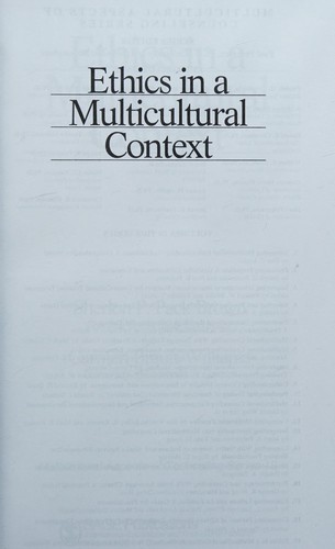 Cover for Ethics in a multicultural context