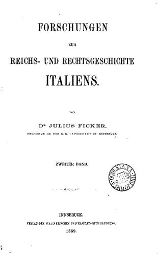 Cover for Forschungen zur Reichs- und Rechtsgeschichte Italiens, vol. 2