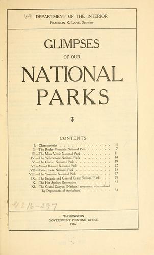 Cover for Glimpses of our national parks