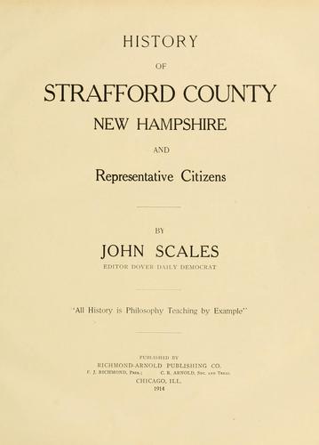 Cover for History of Strafford County, New Hampshire and representative citizens