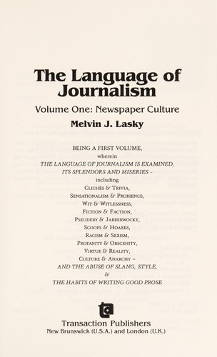 Cover for The language of journalism