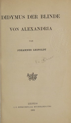 Cover for Didymus der Blinde von Alexandria