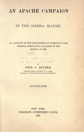 Cover for An Apache campaign in the Sierra Madre