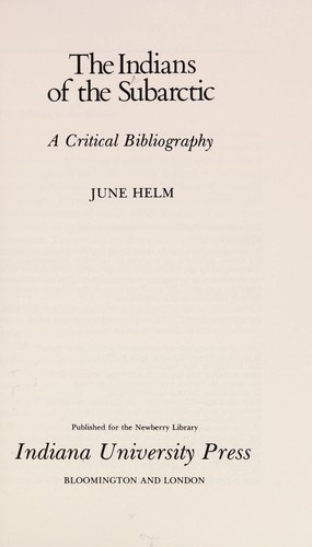 Cover for The Indians of the subarctic