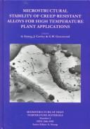 Cover for Microstructural stability of creep resistant alloys for high temperature plant applications