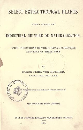 Cover for Select extra-tropical plants