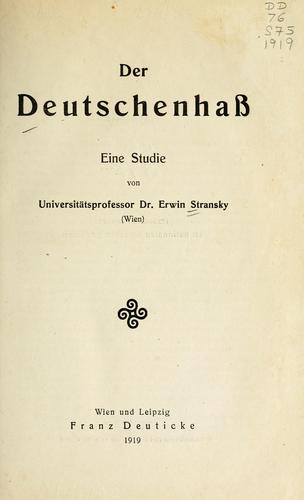 Cover for Der Deutschenhass