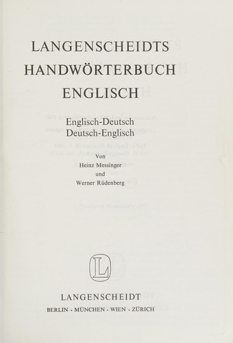 Cover for Langenscheidts Handwörterbuch Englisch
