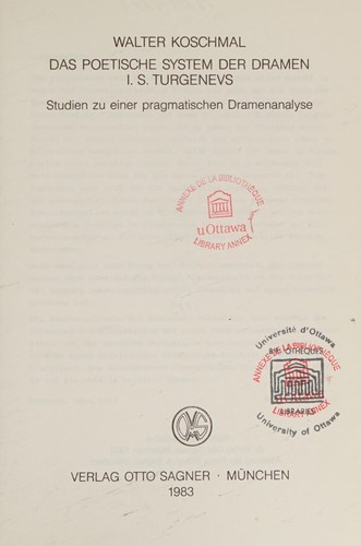 Cover for Das poetische System der Dramen I.S. Turgenevs