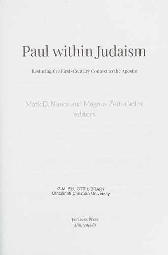 Cover for Paul Within Judaism