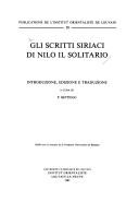 Cover for Gli Scritti Siriaci Di Nilo Il Solitario. (Publications de L'Institut Orientaliste de Louvain)