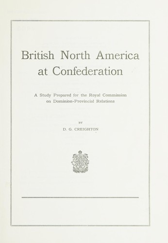 Cover for British North America at Confederation