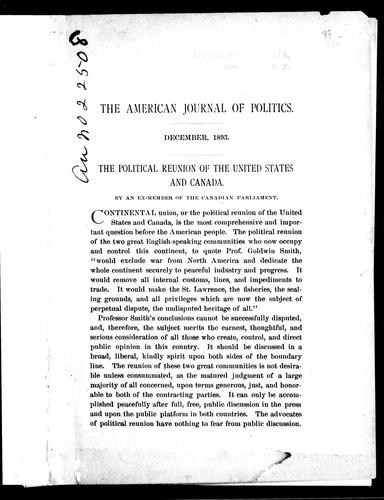 Cover for The political reunion of the United States and Canada