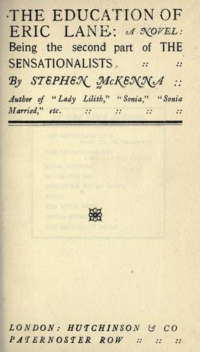Cover for The education of Eric Lane