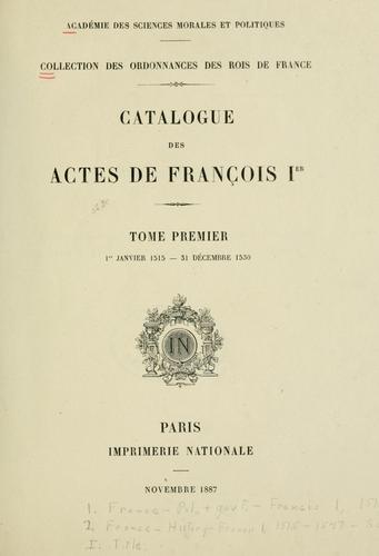 Cover for Collection des ordonnances des rois de France