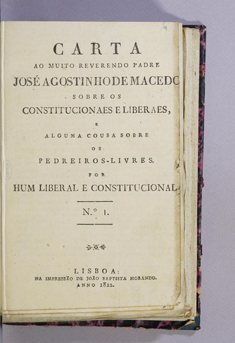 Cover for Carta ao muito reverendo padre José Agostinho de Macedo sobre os constitucionaes e liberaes