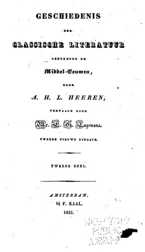 Cover for Geschiedenis der classische literatuur gedurende de Middel-Eeuwen