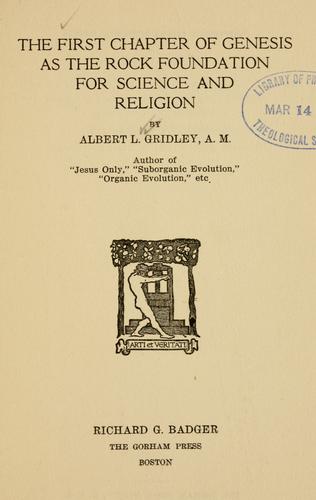 Cover for The first chapter of Genesis as the rock foundation for science and religion