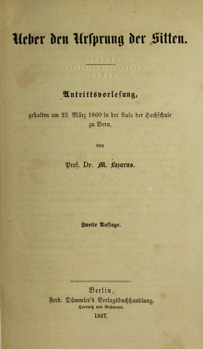 Cover for Über den Ursprung der Sitten