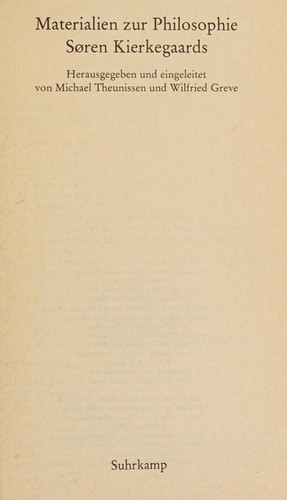 Cover for Materialien zur Philosophie Søren Kierkegaards