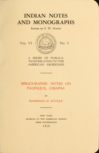 Cover for Bibliographic notes on Palenque, Chiapas