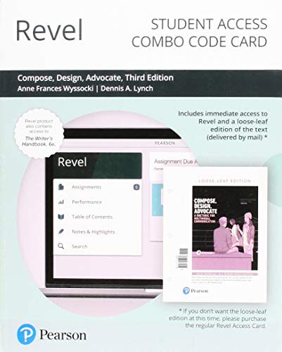 Cover for Revel for Compose, Design, Advocate Plus The Writer's Handbook -- Combo Access Card