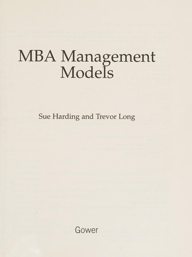 Cover for MBA management models