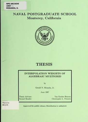 Cover for Interpolation weights of algebraic multigrid