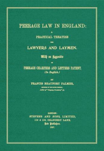 Cover for Peerage Law in England