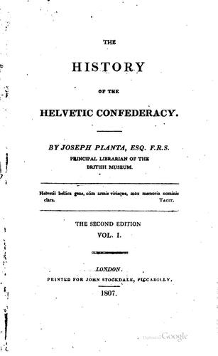 Cover for The history of the Helvetic confederacy.