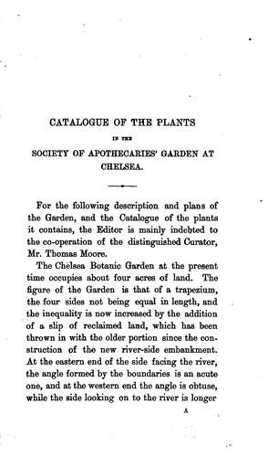 Cover for Catalogue of the Plants in the Society of Apothecaries' Garden at Chelsea, Arranged According to ...