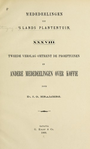 Cover for Verslag omtrent de proeftuinen en andere mededeelingen over koffie