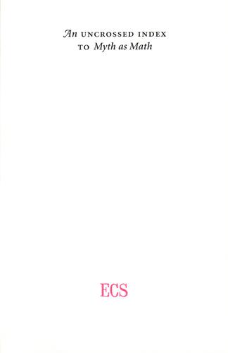Cover for An Uncrossed Index to Myth as Math
