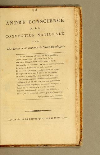 Cover for André Conscience a la Convention nationale