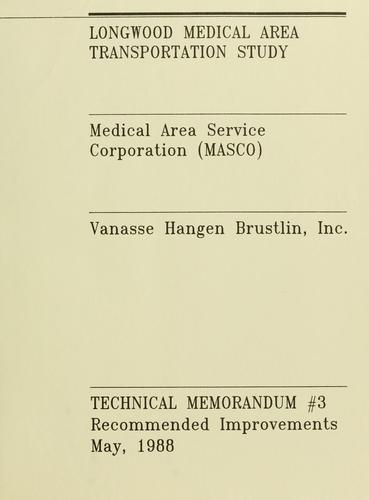 Cover for Longwood medical area transportation study.