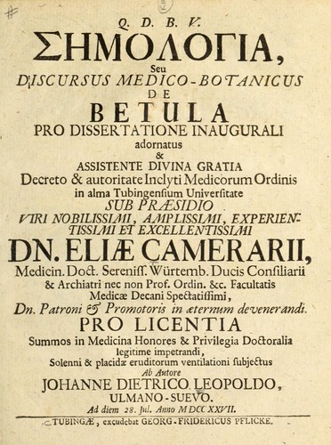 Cover for Đ ʺ ơ       đ £ ł, seu discursus medico-botanicus de Betula