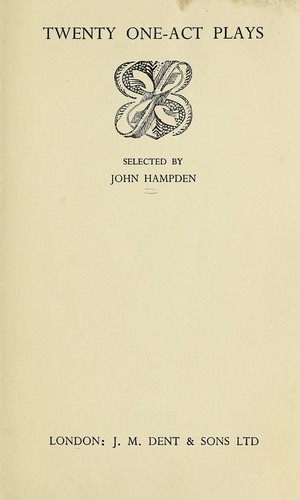 Cover for Twenty one-act plays