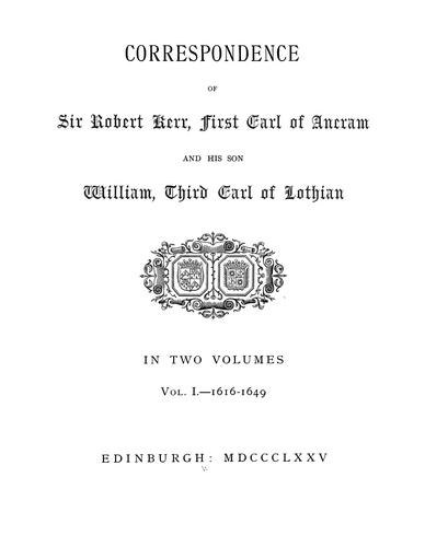 Cover for Correspondence of Sir Robert Kerr