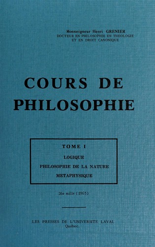 Cover for Cours de philosophie